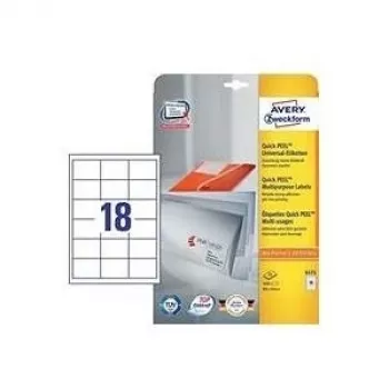 Etiquetas autocolantes Avery Zweckform 6171 branco 64 x 45 mm, 450 unidades, formato A4