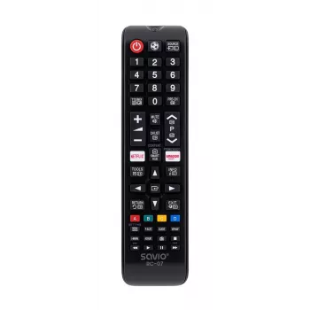 Comando à distância SAVIO RC-07 para TV Samsung, IR sem fios, preto, botões
