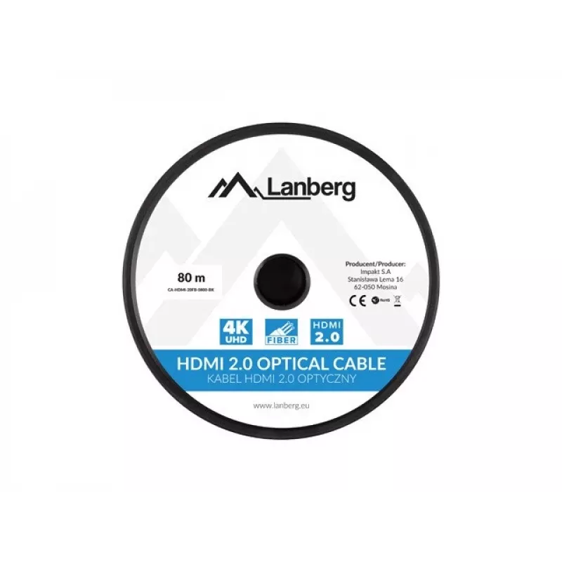 Cabo HDMI Lanberg CA-HDMI-20FB-0800-BK 80m Type-A macho para macho