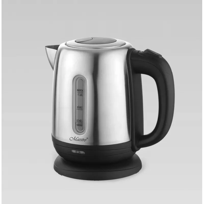 Chaleira elétrica Maestro MR-027 1,2 L 1630 W aço inoxidável, filtro antical, indicador de nível de água