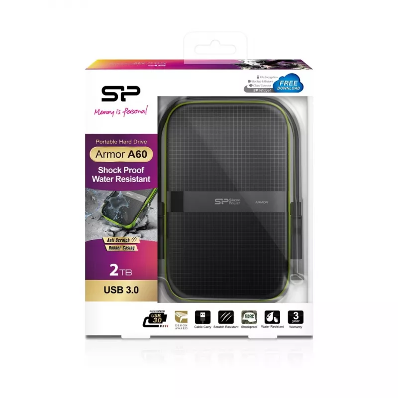Disco externo Silicon Power Armor A60 2000 GB Preto