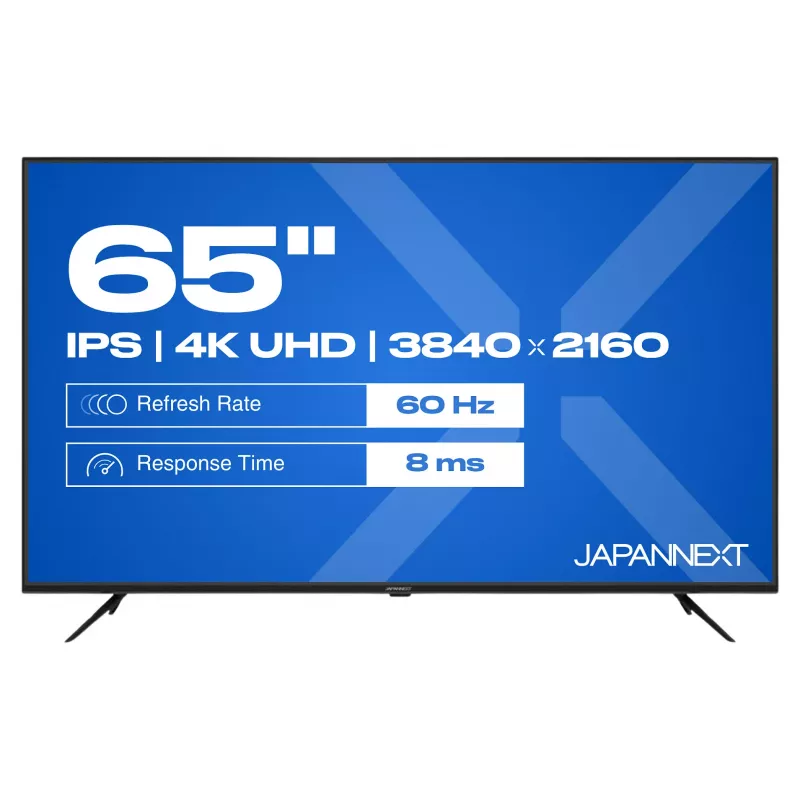 164,0cm/65 (3840x2160) JAPANNEXT JN-IPS650UHD60F 16:9 IPS 60Hz HDMI USB WLAN altifalantes preto
