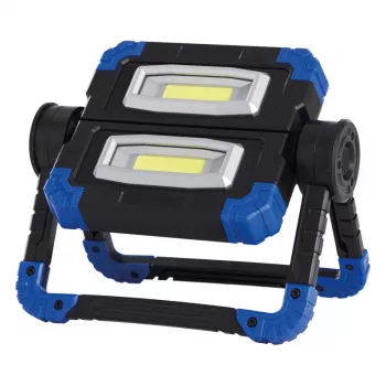 Holofote de trabalho RealPower 463617, LED 10 W, 2 lâmpadas, pilha AA, IPX2, preto