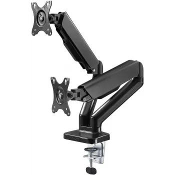 Suporte de mesa Goobay | Suporte para dois monitores com mola a gás | Orientável, inclinável, rotativo | 17-32