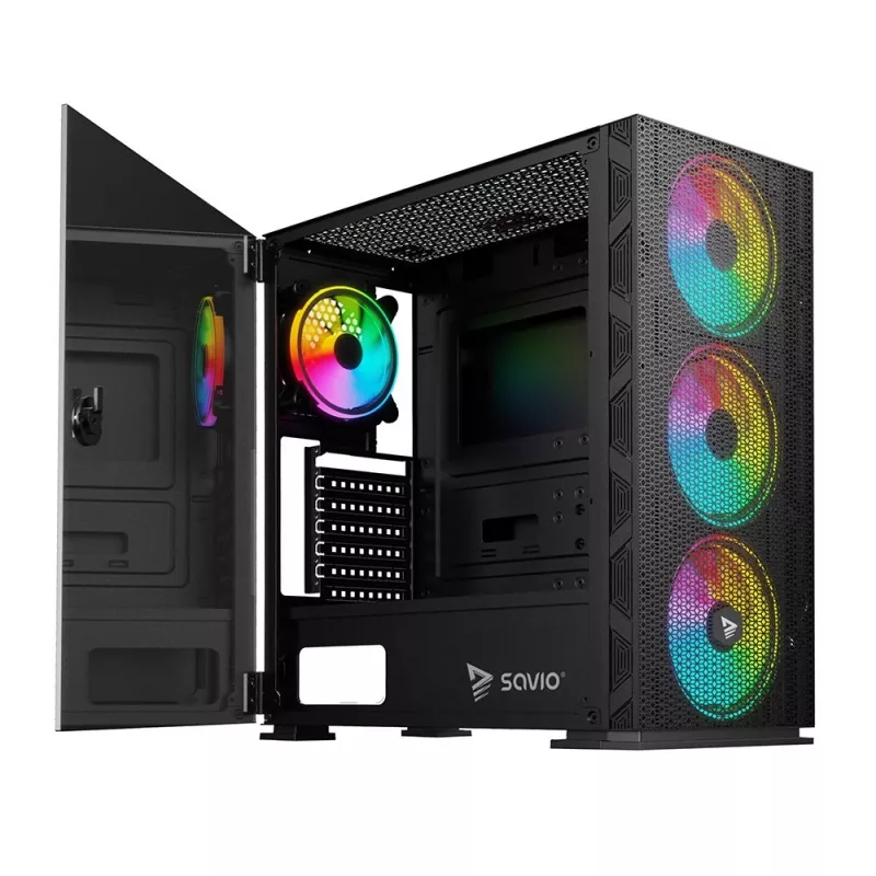 Caixa para PC SAVIO Raptor X1 ARGB vidro/mesh preto