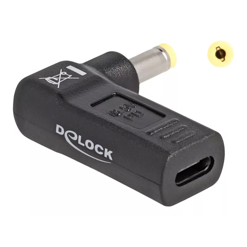 Adaptador DeLOCK USB Type-C fêmea para HP 4,8 x 1,7 mm macho 90° angular