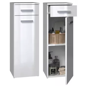 Armário de casa de banho top e shop NEL V DS BIEL POŁ — autónomo, 3 prateleiras, 300×300×850 mm, estrutura branca