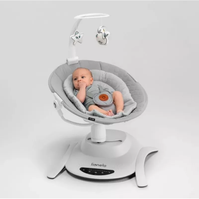 Berço / berço baloiço Lionelo Bella conjunto cinzento betão – cama de bebé com função de baloiço