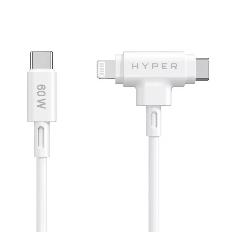 Cabo USB HYPER HyperJuice USB 2.0 1,5 m USB-C USB-C/Lightning Branco