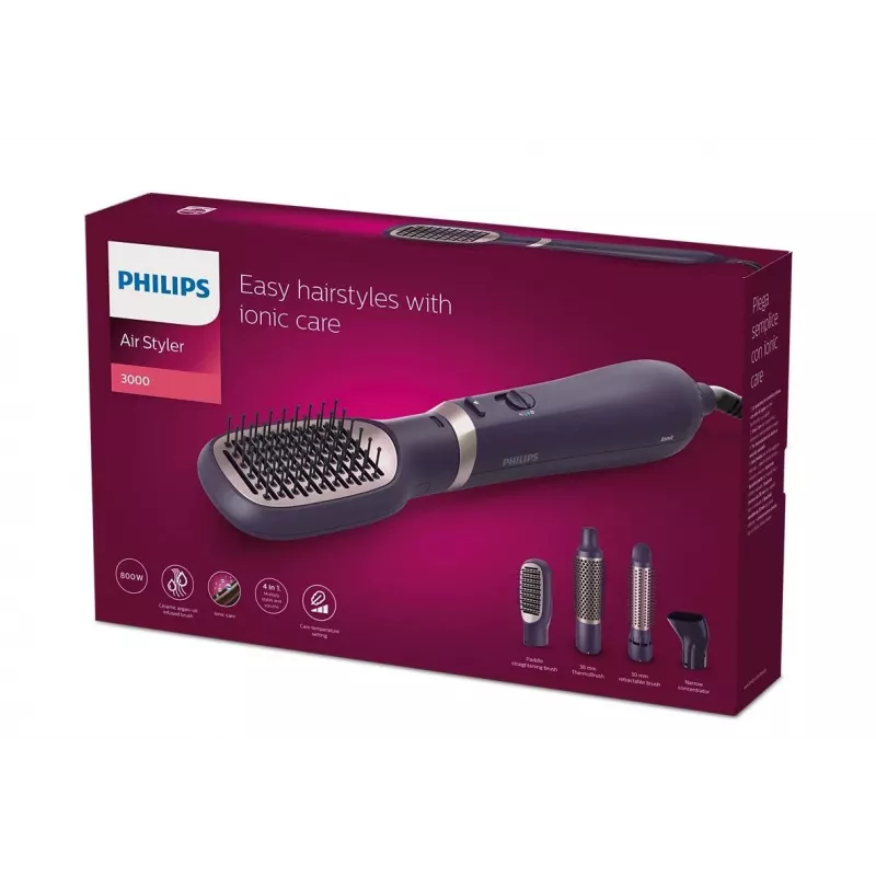Philips 3000 series BHA313/00 escova de ar quente para modelar cabelo quente preto 800 W 1,8 m