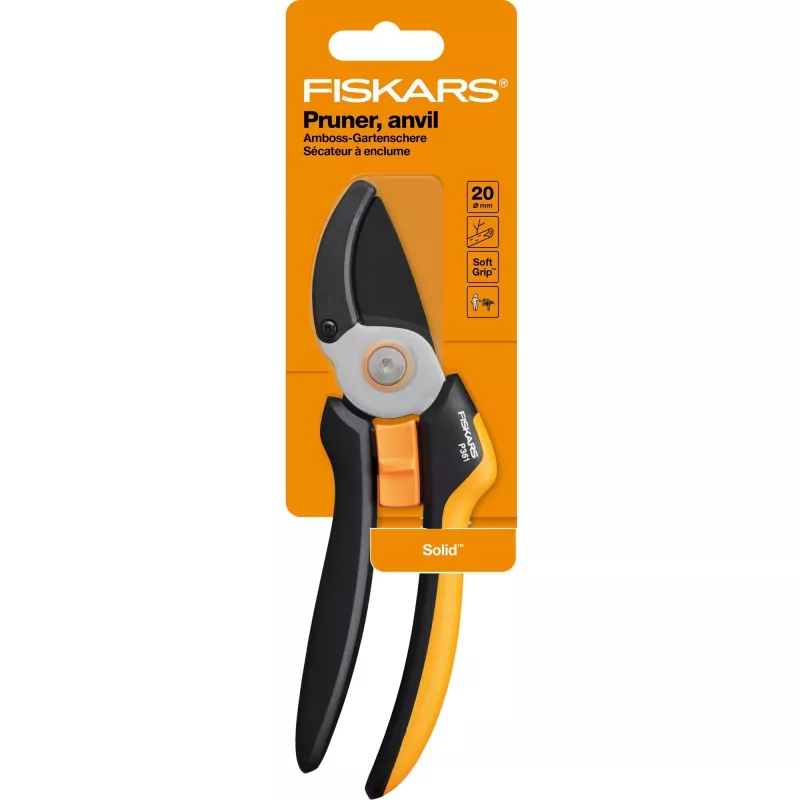 Fiskars Solid L P361 tesoura de poda bigorna preto, laranja