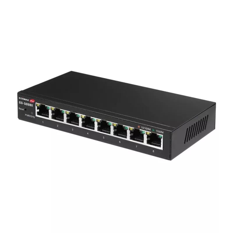 Switch de rede Edimax GS-5008E gerido Gigabit Ethernet (10/100/1000) preto