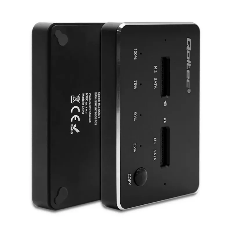 Estação de acoplagem Qoltec 50310 para 2x SSD M.2 SATA NGFF USB Type-C