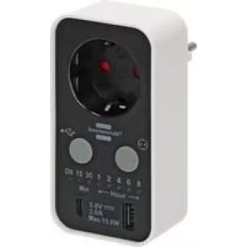 Temporizador digital Brennenstuhl 1506180 – temporizador programável, carga máx. 3000 W, IP20