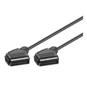 Cabo de ligação Wentronic Goobay Scart, preto, 2 m – ficha SCART (21 polos) > ficha SCART (21 polos) (11703)