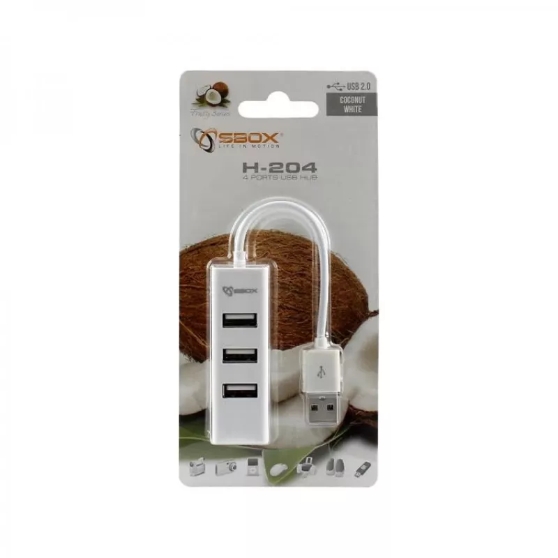 Sbox H-204W hub USB de 4 portas branco coco