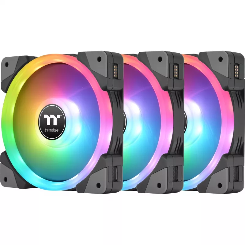 Thermaltake SWAFAN EX12 RGB ventoinha para caixa de PC TT Premium Edition CL-F143-PL12SW-A, 120 mm, pás invertidas, pack de 3, preta