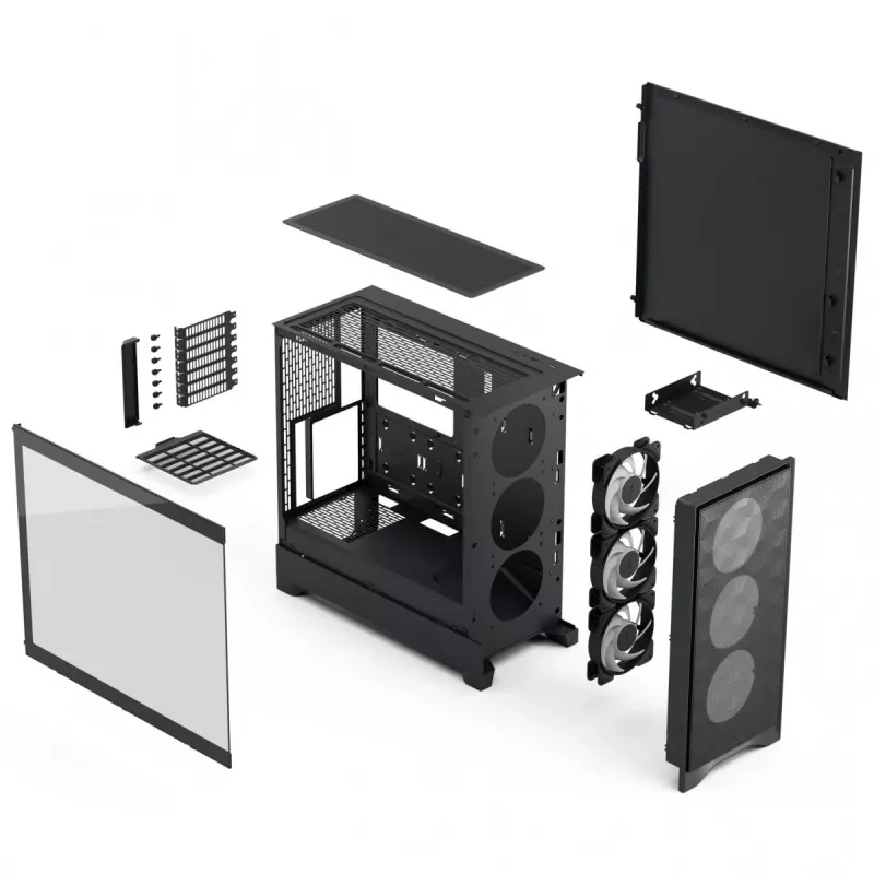 Caixa de PC Midi-Tower Fractal Design Pop 2 Air preto Solid — suporte ATX, 3 ventoinhas frontais de 120 mm, baías para unidades de 2,5/3,5