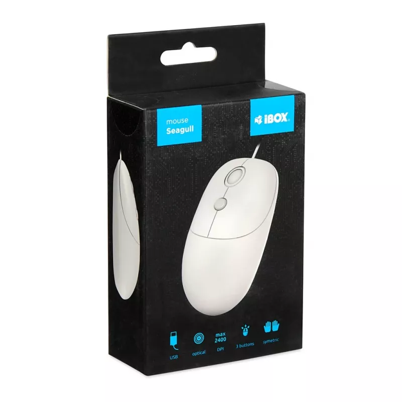 Rato ótico com fio iBOX i011 Seagull, branco