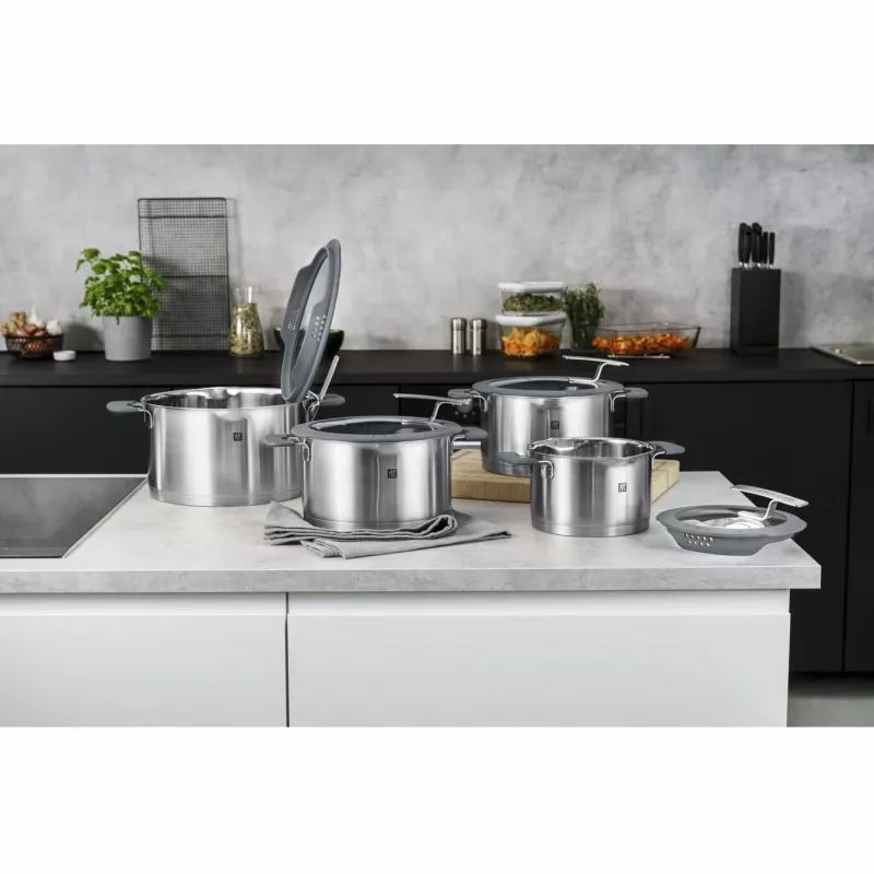 ZWILLING SIMPLIFY 66870-004-0 conjunto de panelas aço inoxidável 4 peças prateado preto