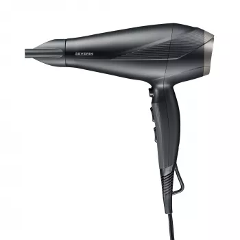 Secador de cabelo SEVERIN HT0167 preto/prateado, 1600 W, design compacto dobrável