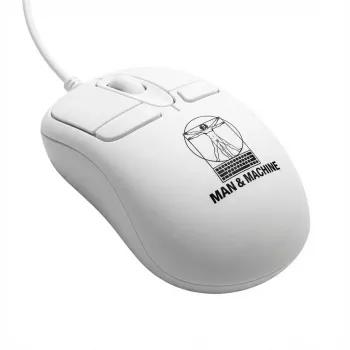 Rato de computador ambidestro com fio ManMachine Mighty Mouse 5, USB tipo A, 5 botões, branco