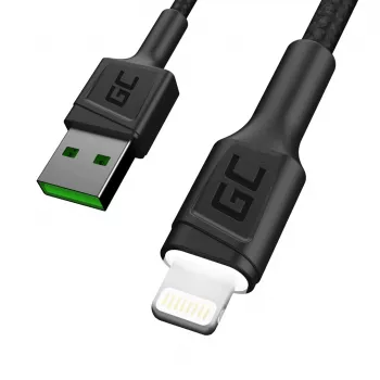 Cabo Lightning para USB-A Green Cell KABGC12, 2 m, Lightning – USB A, preto