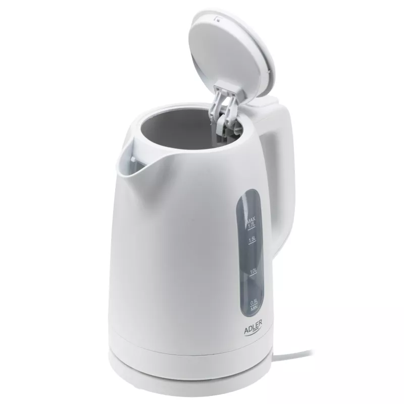 Chaleira elétrica Adler AD 1379w — 1,7 L, até 2200 W, branca, base 360°, polipropileno
