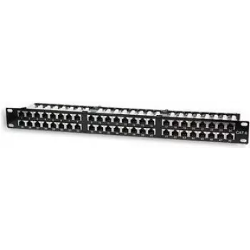 Patch panel Intellinet, Cat5e, FTP, 48 portas, 1U, blindado, blocos punch-down de entrada superior a 90°, preto