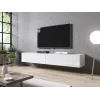 Suporte de TV cama meble SLIDE 200 — 2000×400×300 mm, placa MDF branca brilhante, estrutura branca