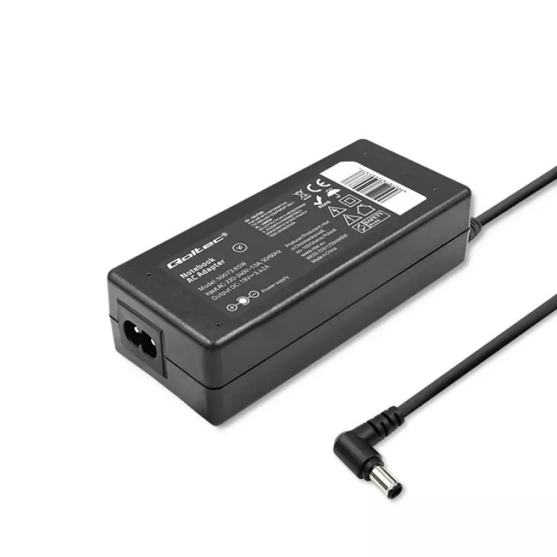 Fonte de alimentação para portátil Qoltec Toshiba 65W 3,42A 19V 5,5x2,5 50073.65W