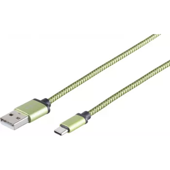 Cabo USB S/CONN 14-50119 USB 2.0 0,9 m USB A USB C verde