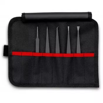 Pinça ESD Knipex 92 00 05 preta, plana, pontiaguda, curvada, reta