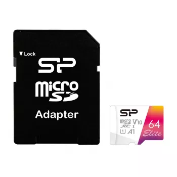 Silicon Power Elite microSDXC 64GB UHS-I Class 10 V10 Cartão de memória com adaptador (SP064GBSTXBV1V20SP)