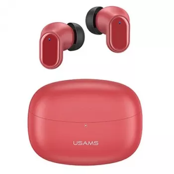 Auscultadores TWS sem fios usams série BH BHUBH03 Bluetooth 5.1, vermelho — In-Ear, estojo de carregamento