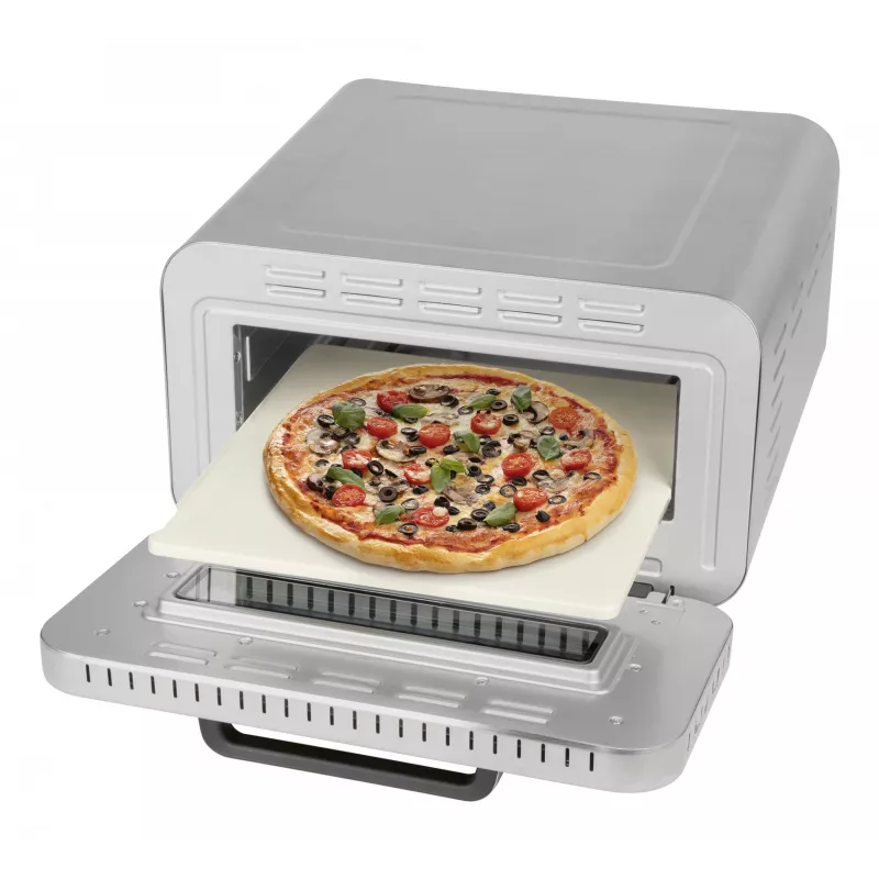 Máquina de pizza ProfiCook PC-PO 1323 – Forno de pizza de bancada, 1 pizza, 2100 W, aço inoxidável, temporizador digital