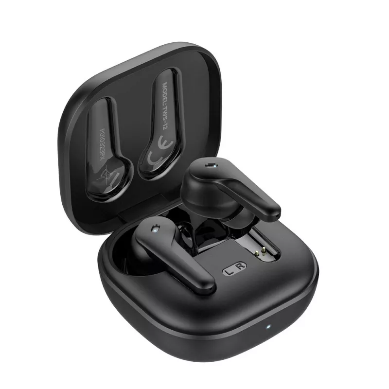 Headset in-ear TWS SAVIO TWS-12, Bluetooth 5.3, microfone integrado, preto