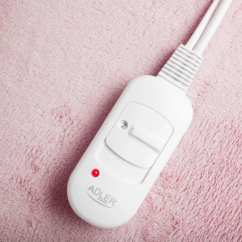 Almofada elétrica Adler AD 7444, 80 W, 2 níveis de calor, lavável, comando, rosa