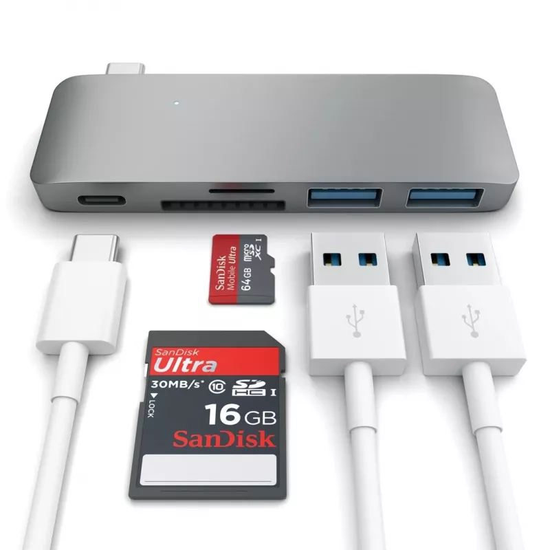 Satechi ST-TCUPM hub combinado 3 em 1 Type-C USB 3.0