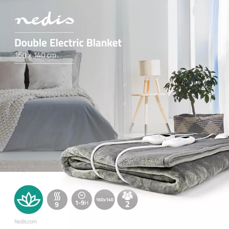 Cobertor elétrico Nedis PEBL130CWT2, 160 x 140 cm