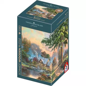 Puzzle de madeira schmidt spiele 59797 Thomas Kinkade Studios 1000 peças, peças de madeira