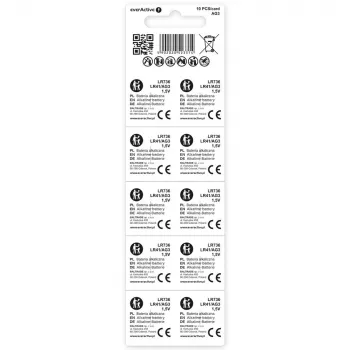 Pilha botão alcalina descartável everActive EVAG3 LR41 1,5 V – pack de 10