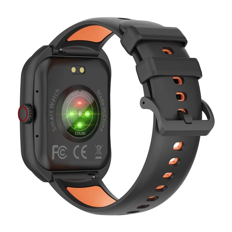 Smartwatch Colmi P86 preto com medidor de frequência cardíaca, à prova de água