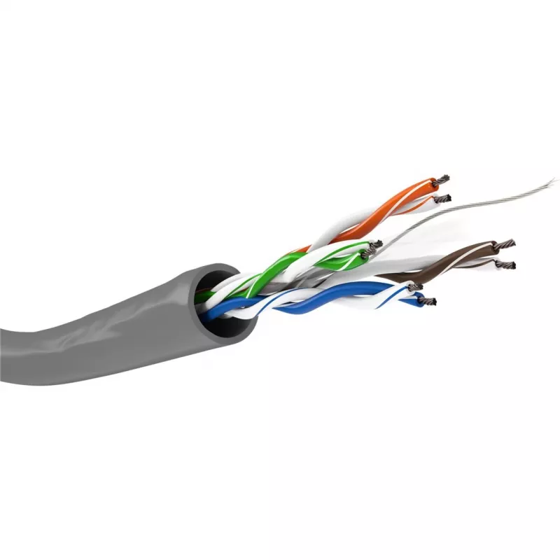 Wentronic Goobay cabo de rede CAT 6, U/UTP, cinzento, 100 m - CCA, AWG 24/7 (fio), PVC (93884)