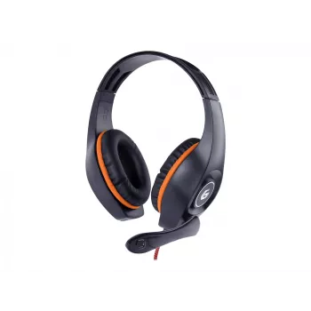 Headset gaming com fios GEMBIRD GHS-05-O, circum-aural, 20–20000 Hz, cabo de 2 m, 250 g, laranja/preto