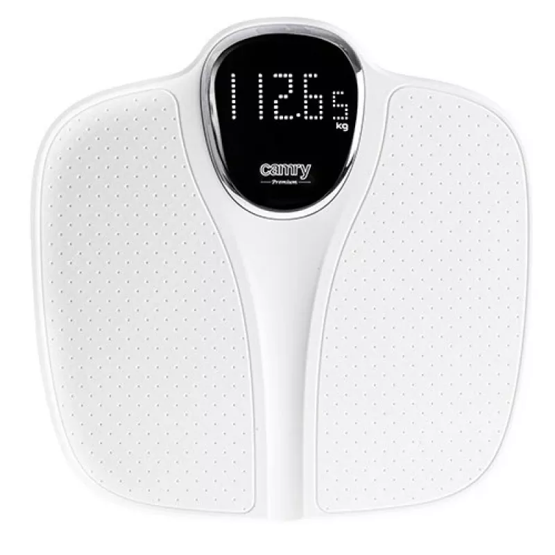 Balança de casa de banho Camry CR 8171w — balança digital, máx. 180 kg, precisão 50 g, cálculo de IMC, branca