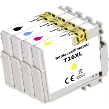 Pack combinado de tinta Renkforce substitui Epson 16XL (C13T163640) compatível preto, ciano, magenta, amarelo RF-I-E-16XLBKCMY4PK RF-5718868 (RF-5718868)