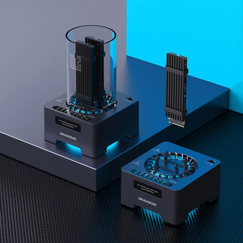 Docking station GrauGear M.2 NVMe SSD Station DM.2 Clones 20Gbit com ventoinha