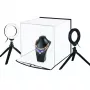 Fotobox com kit de luz anelar, 30x30x30 cm