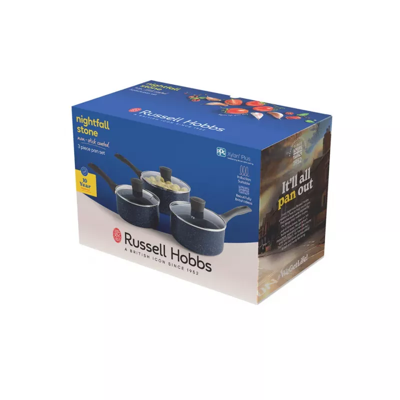Conjunto de panelas Russell Hobbs Nightfall Stone 3 peças 16/18/20 cm antiaderente